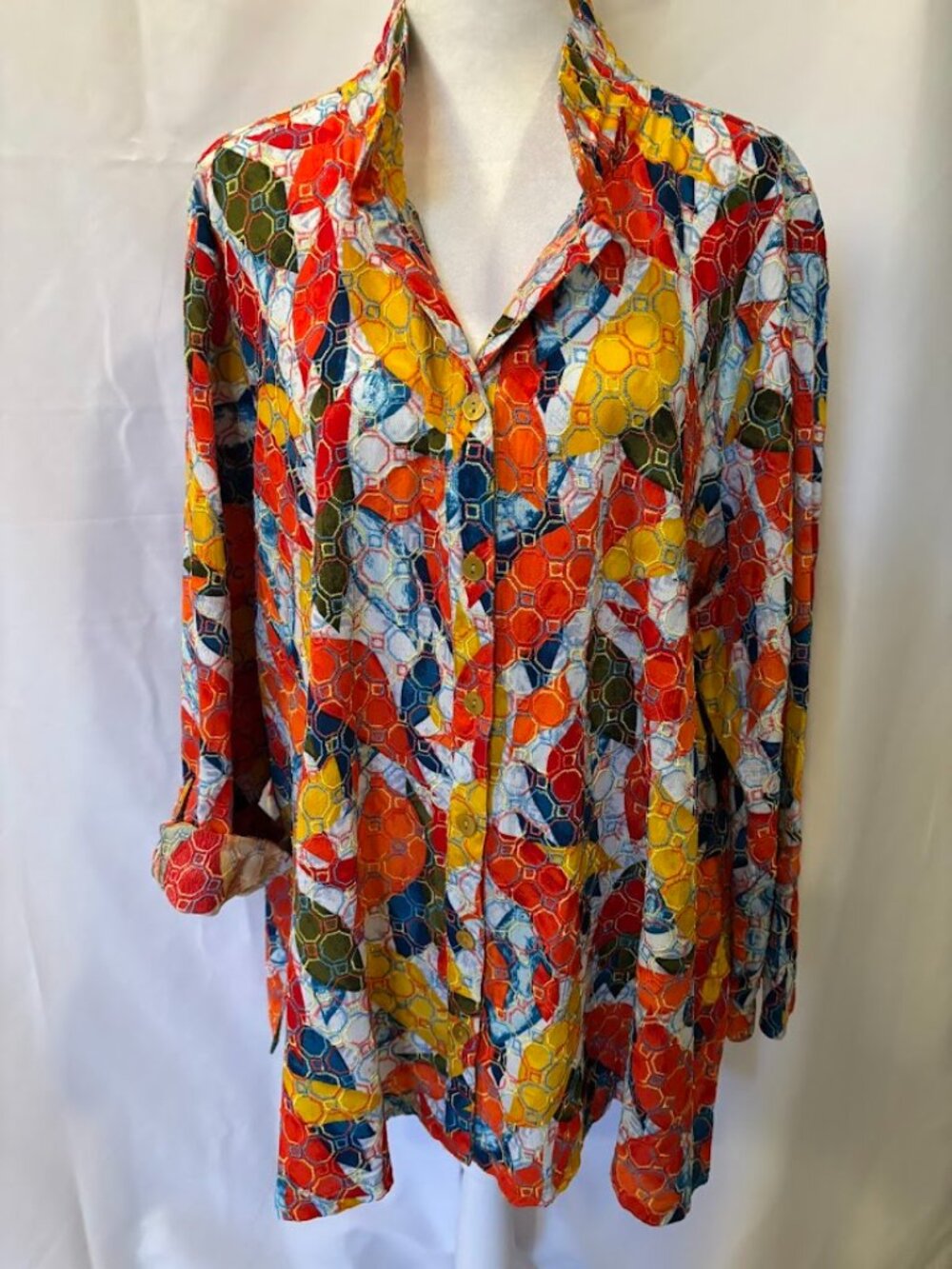 NWT JOHN MARK Embroidered Printed Wire Collar - 2x